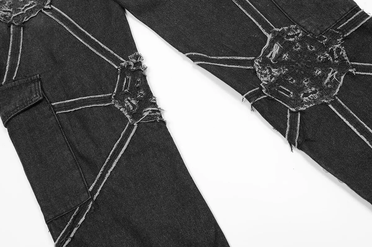 'Empire' Black Denim Jeans with Detachable Sling Straps