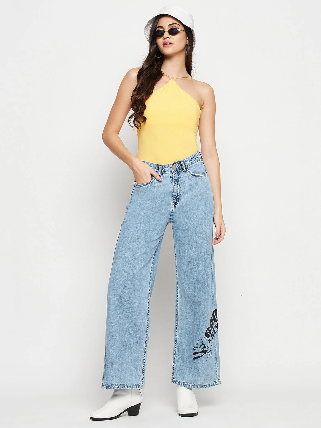 Durable Eco Friendly Madame Disney Print Lightblue Denim