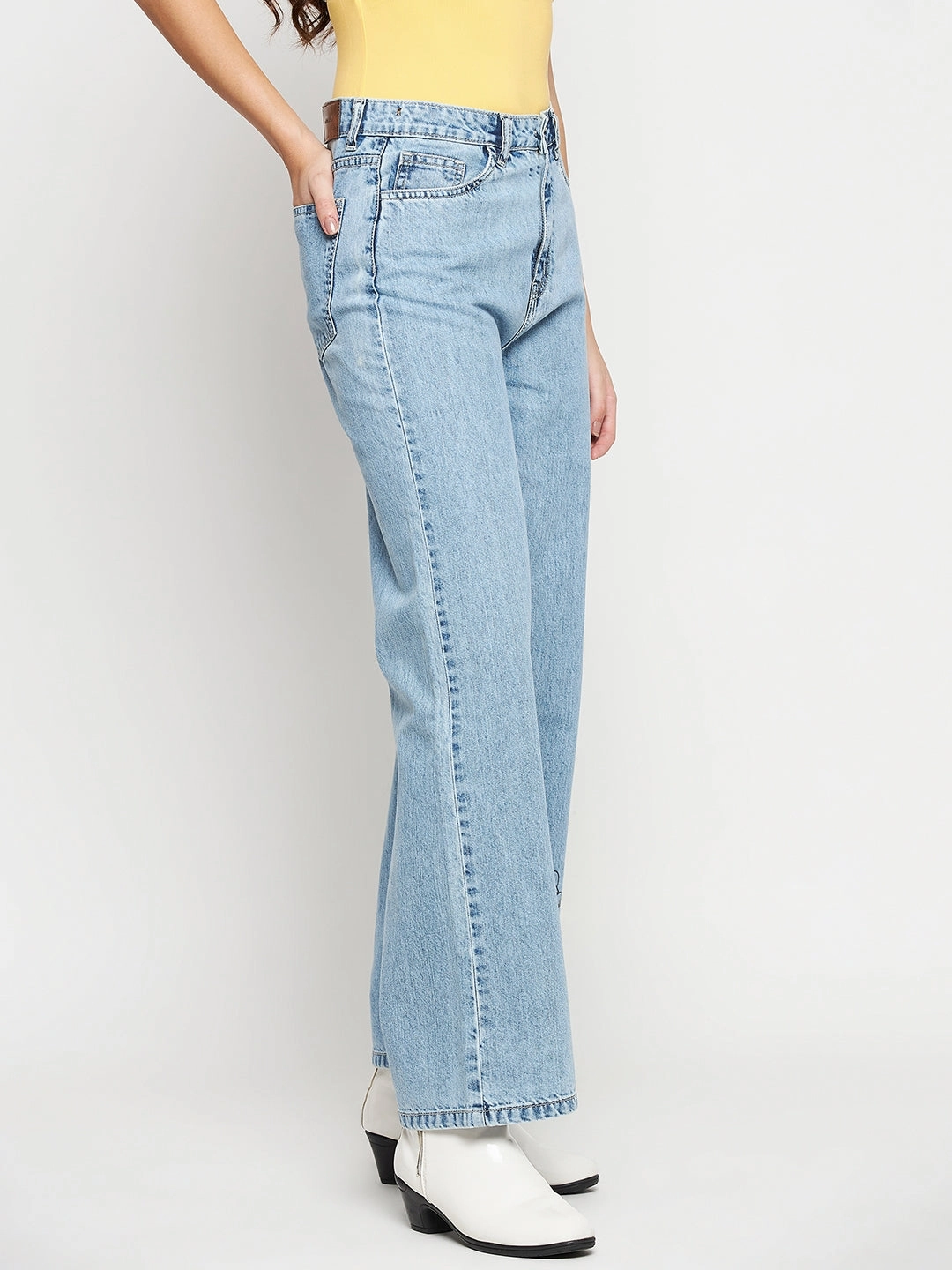 Madame Disney Print Lightblue Denim Softened Texture Comfort Stretch Weave
