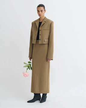 Sinead - Cropped Paper Jersey Blazer - Brown ice rink