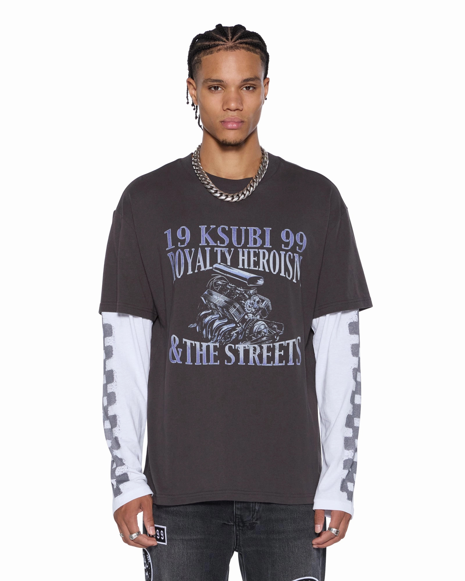 Elegant RecycledBlend ENGINE LS LAYER TEE FADED BLACK