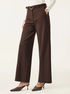 High Rise Wide Leg Trousers with Zippered Pockets Quick Slip