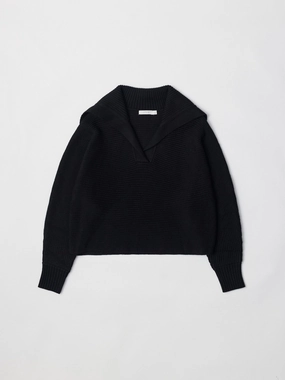 Simone Collared Sweater Black Office Warmth MoistureWicking Fabric