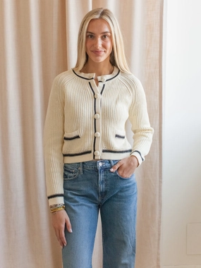 Esme Contrast Cardigan - Ivory Mood Booster