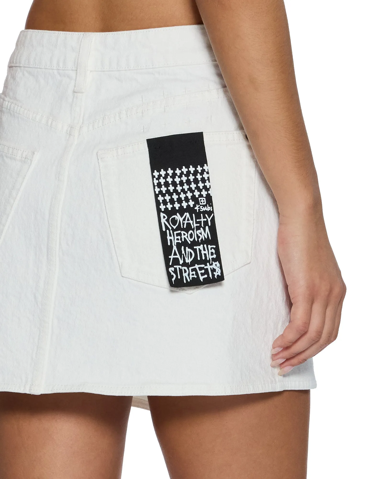 Low Maintenance Denim Chic Style RAP SKIRT CURVE ECRU