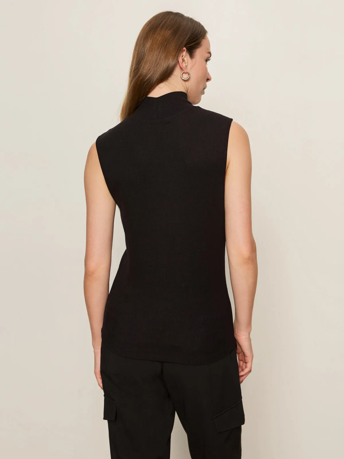 Seasonal Trend Essential Sleeveless Mock Neck Tank Black