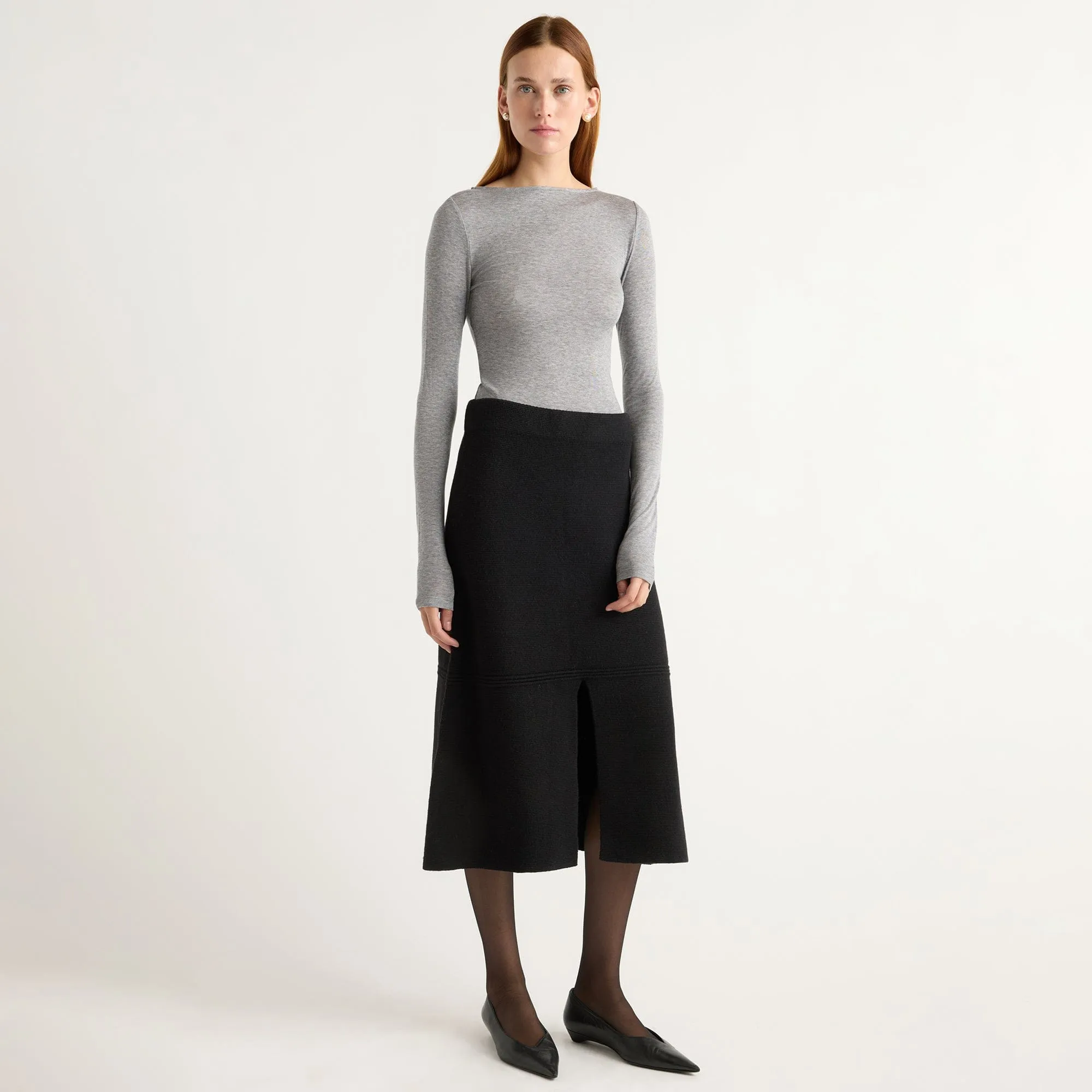 Contrast Panel Lora Organic Cotton-Wool Skirt