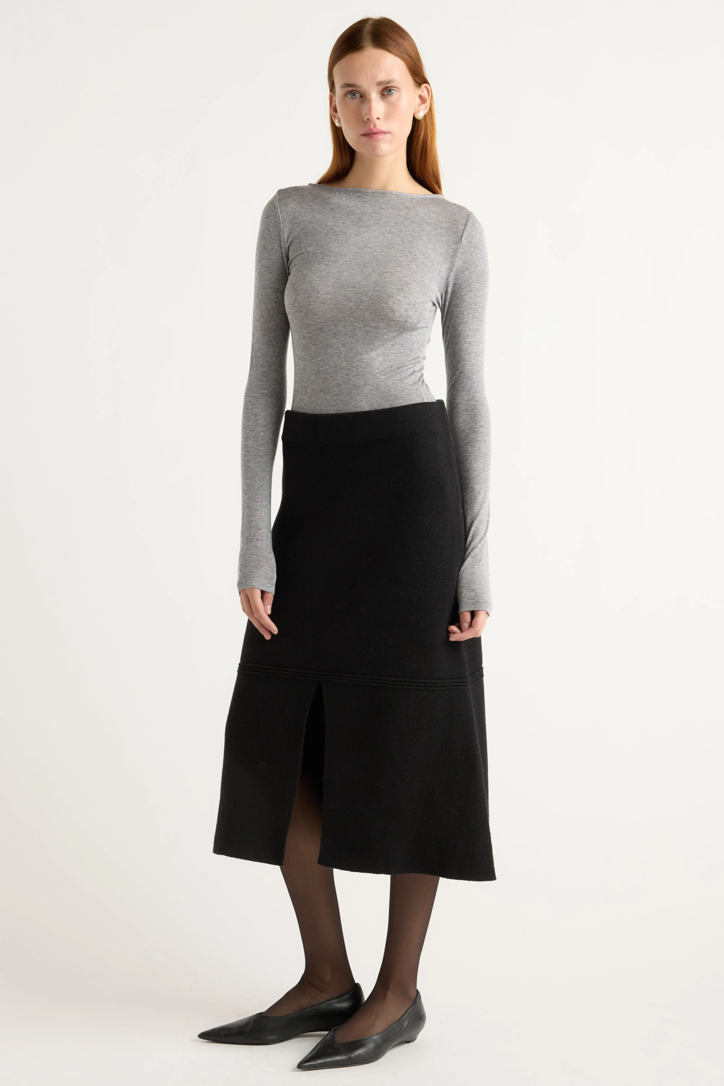 Smooth Edging Matte Texture Lora Organic Cotton-Wool Skirt