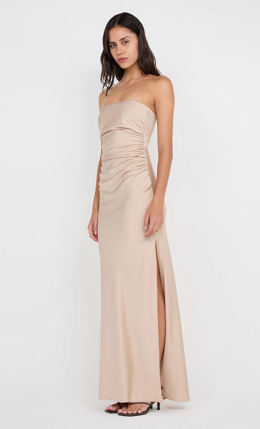 Soft cotton blend dress Flare Breeze ETERNITY STRAPLESS MAXI DRESS - SAND