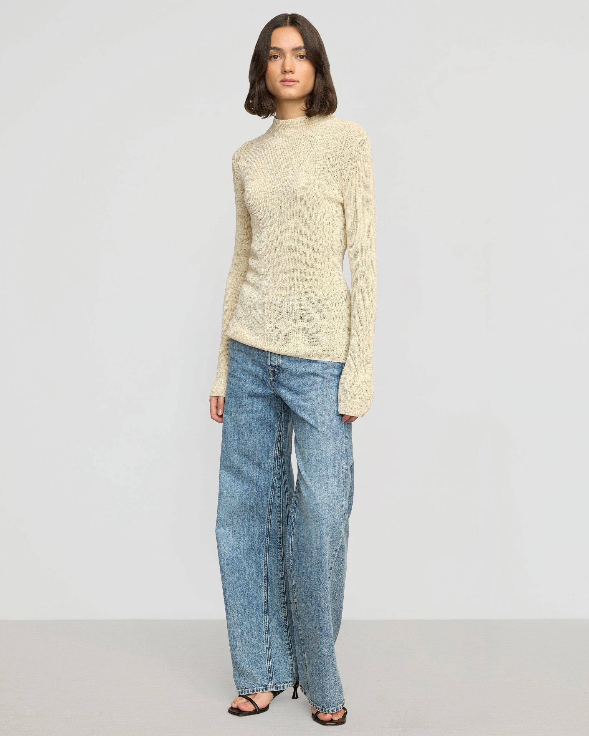Lynne Slim Semi-Sheer Sweater fuzzy texture Soft Material