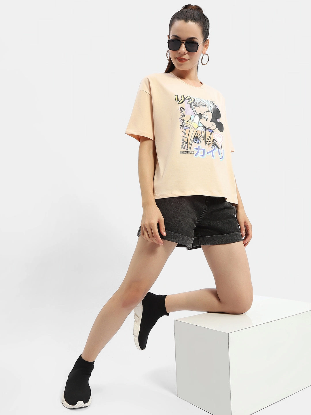 Madame Disney Mickey Mouse Peach Oversized T-Shirt Minimal Style Trend