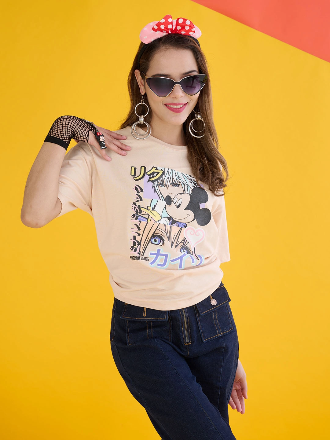 Madame Disney Mickey Mouse Peach Oversized T-Shirt Comfy and Versatile