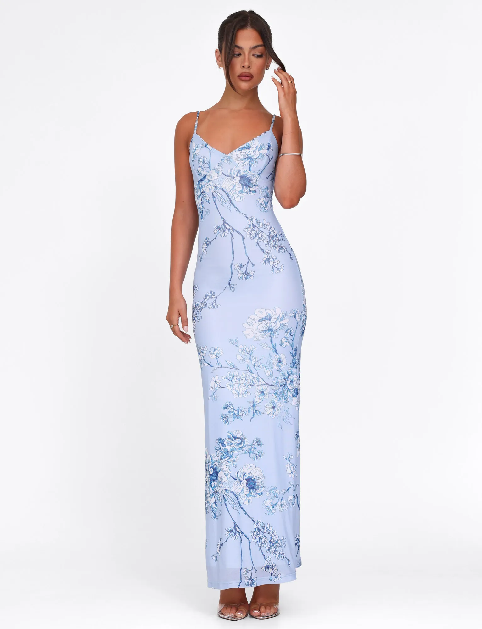 Form Flow Workwear JULIANNA DRESS - BLUE : FLORAL : CERAMIC FLORAL