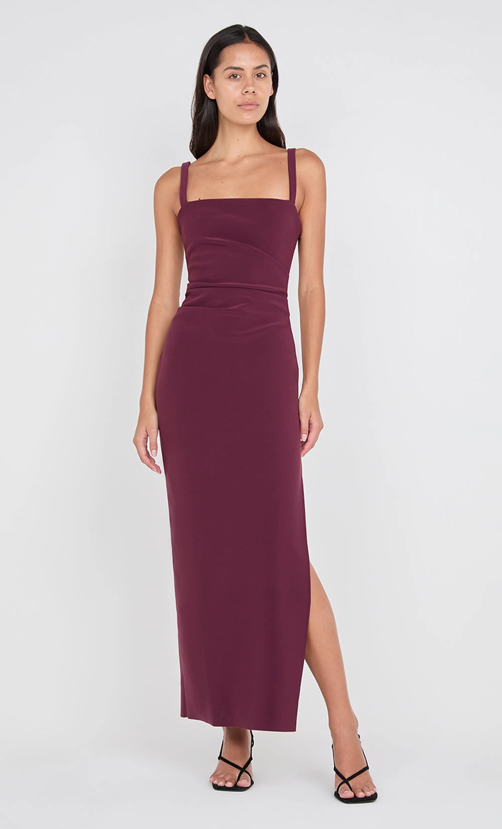 LEORA TUCK MAXI DRESS - PLUM Modern Waist Design Vibrant Waist Fit