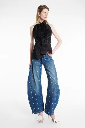 Subtle Detail Studded Organic Jeans Blue Denim