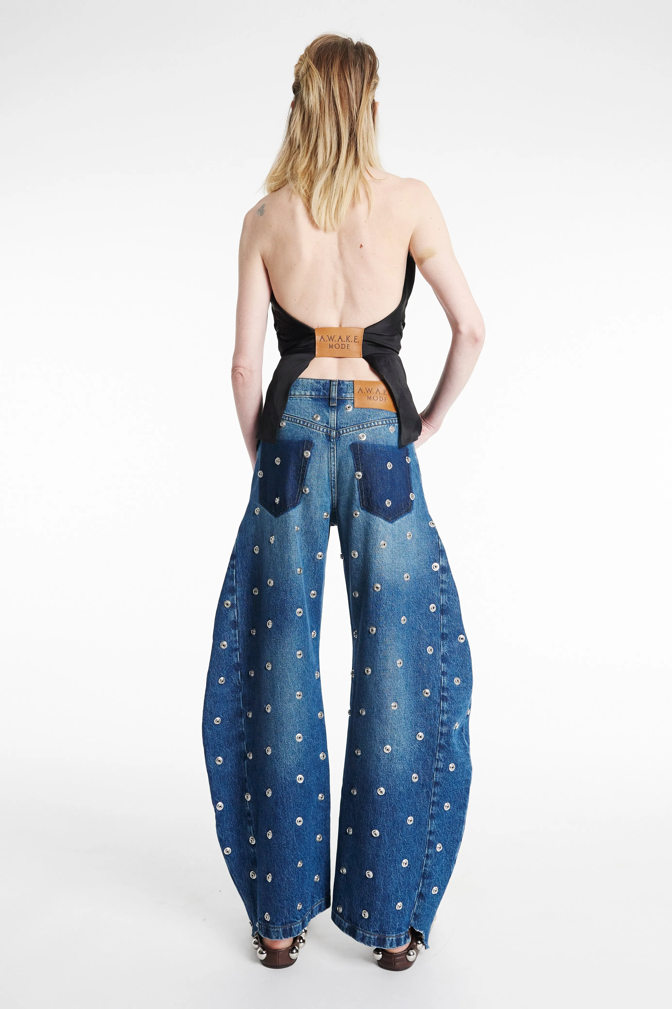 Studded Organic Jeans Blue Denim All Use Wear Routine Wear
