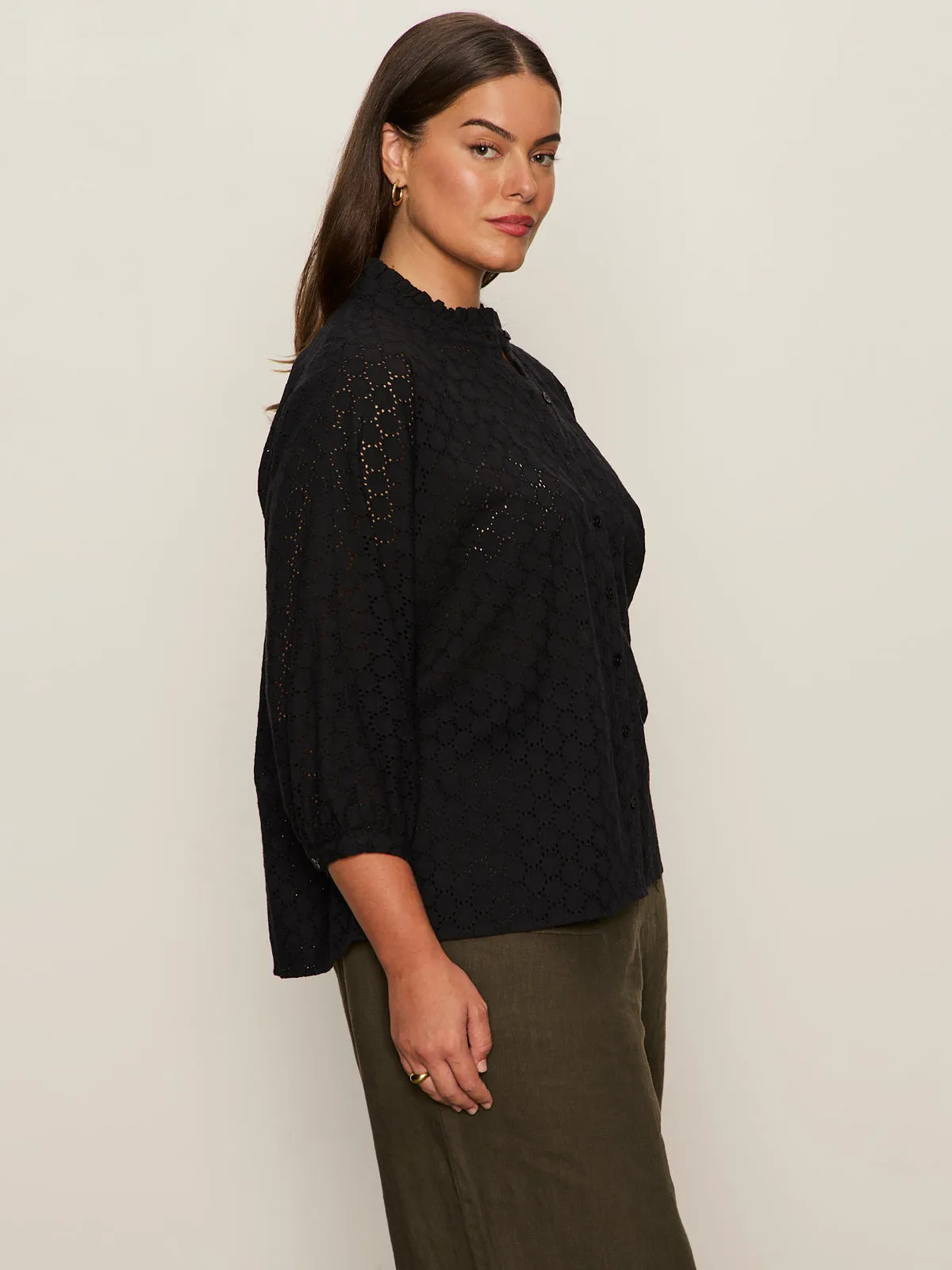 Petal Drop Blouse Black Extended Sizing Comfy Comfort Silk combination