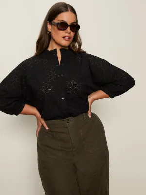 Essential Fit Sleek Design Fit Petal Drop Blouse Black Extended Sizing