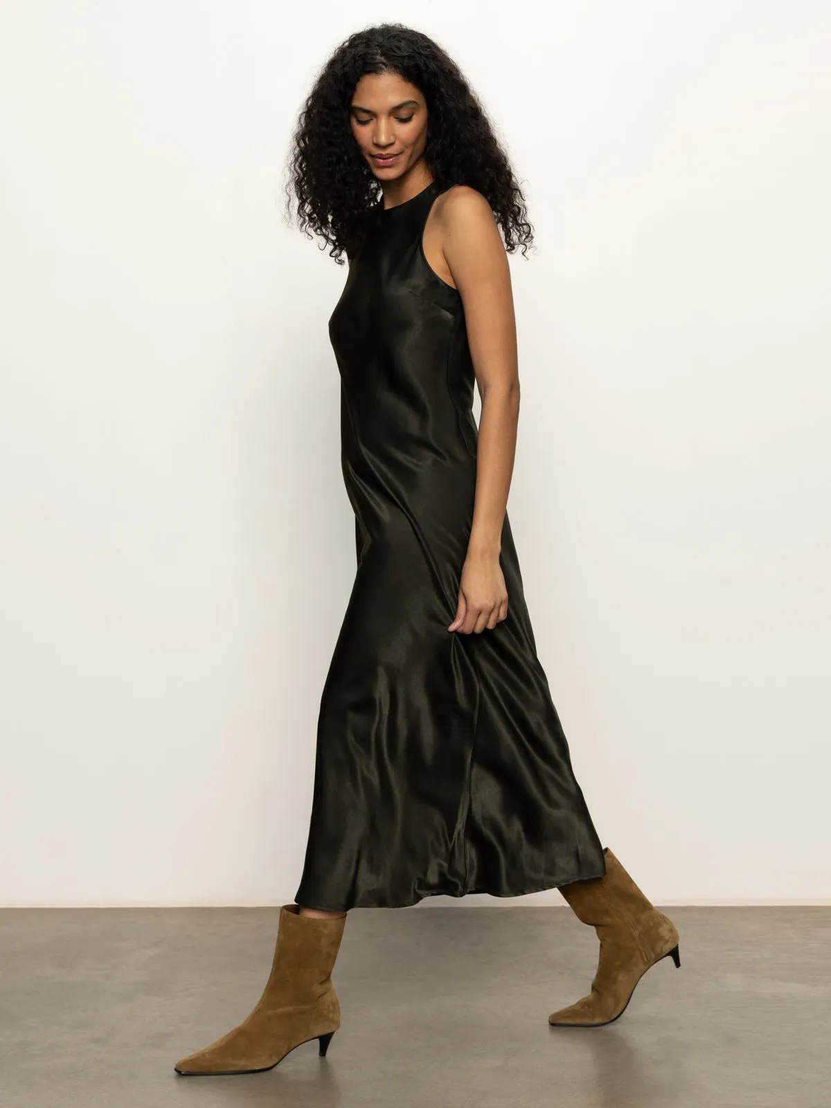 Simple formal dress Everyday Satin Dress Black Olive