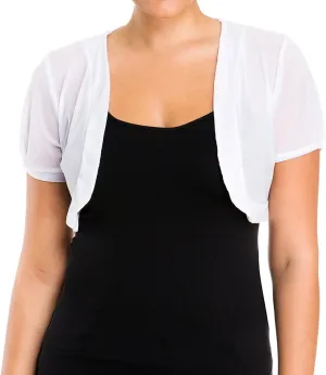 eVogues Sheer Cropped Short Sleeve Bolero Shrug
