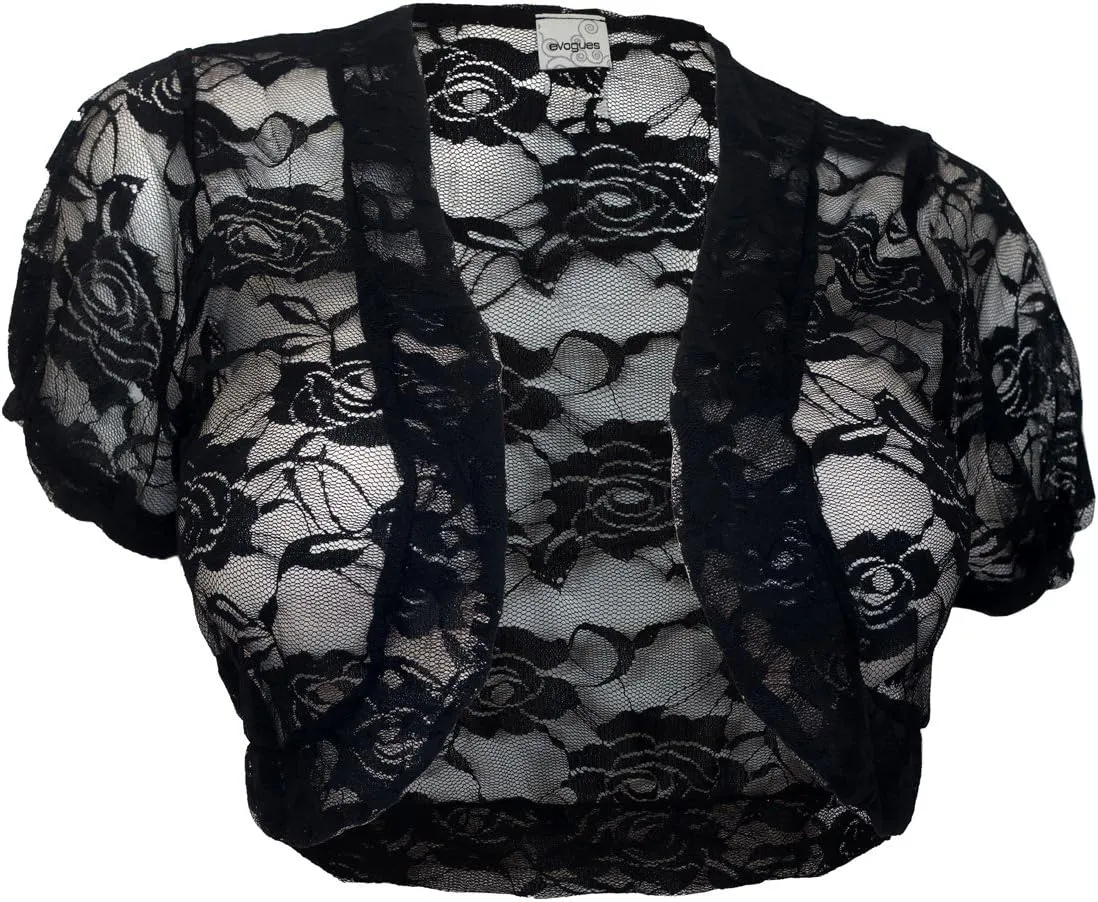 eVogues Sheer Cropped Short Sleeve Bolero Shrug