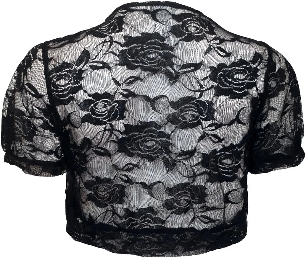 eVogues Sheer Cropped Short Sleeve Bolero Shrug