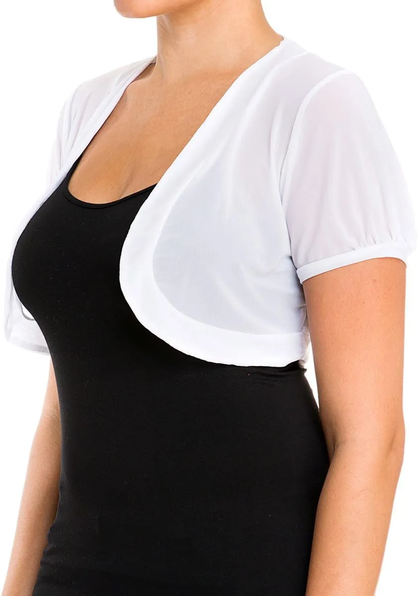 eVogues Sheer Cropped Short Sleeve Bolero Shrug