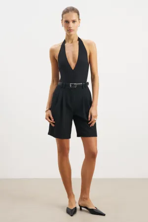 watch Effortless Pleated Longline Shorts - Black