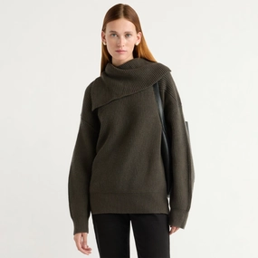 Chilly Layer Quick Wear Ezra Organic Cotton-Wool Foldover-Collar Sweater