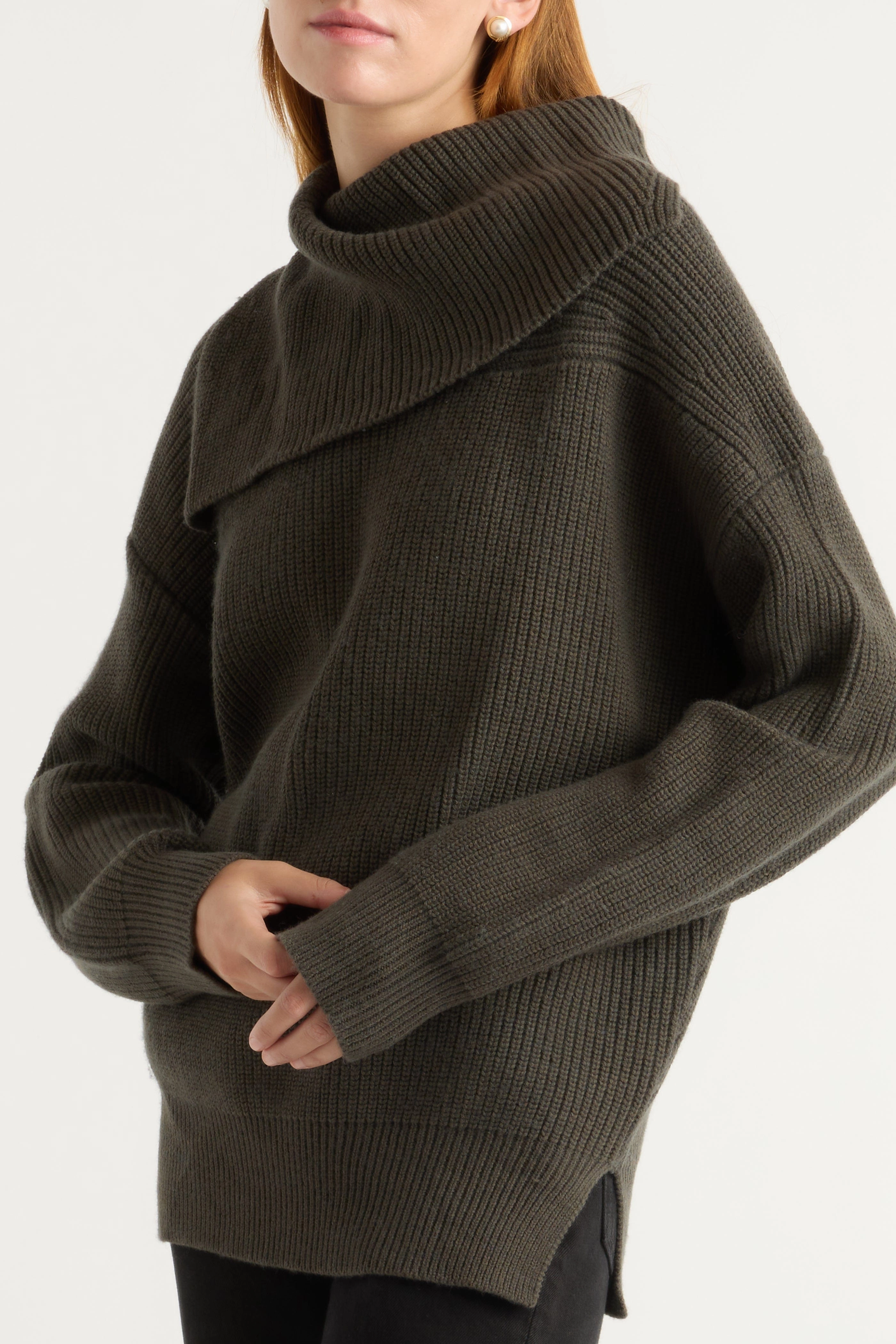 Effortless Fashion Ezra Organic Cotton-Wool Foldover-Collar Sweater