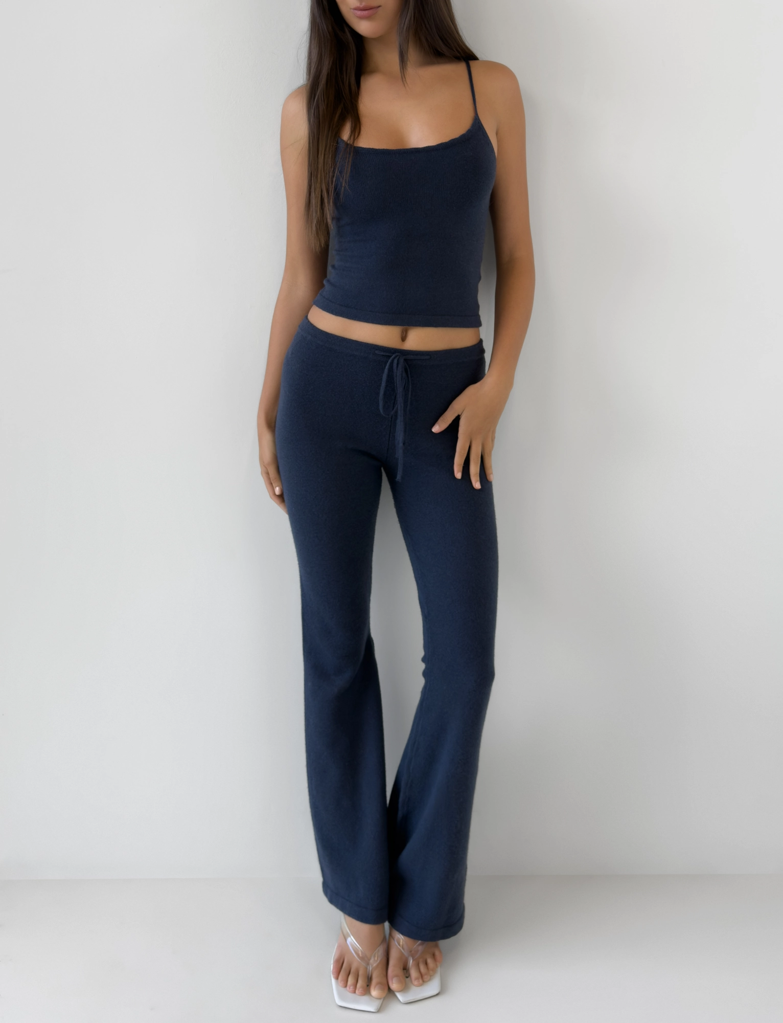 Cozy Cardigan Smooth Interior Lining LEORA TOP - NAVY