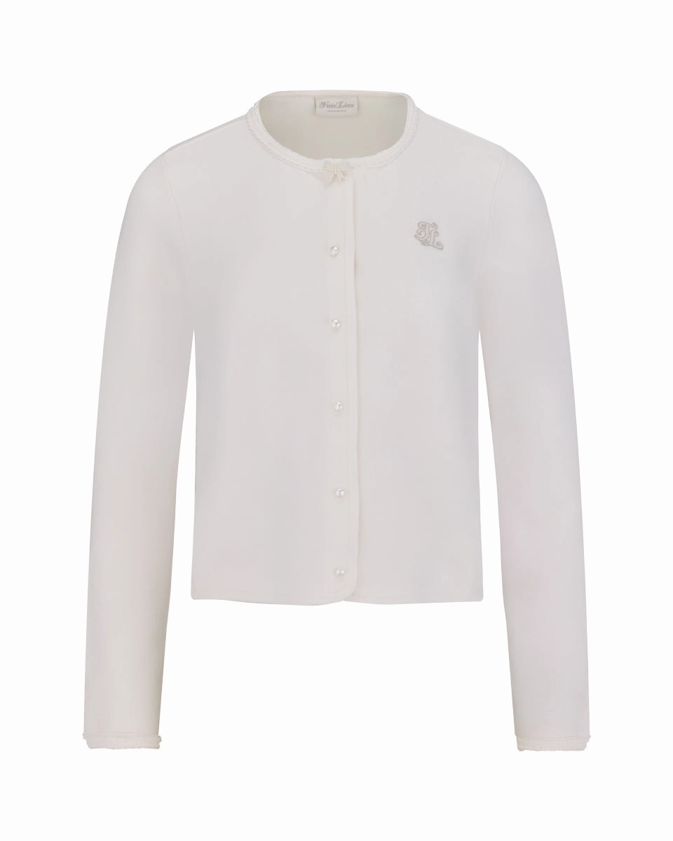 pearl ribbon jacket cardigan - White Odor Resistant Coating HighNeckline
