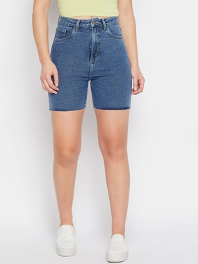 Madame Fitted Blue Denim Shorts Material Innovation Weekend Ready
