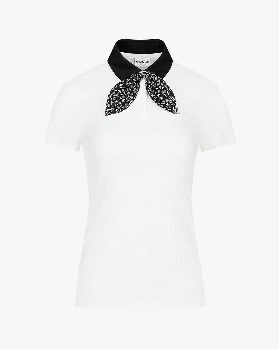 Patterned ribbon detachable t-shirt - White Friction Resistant Finish Fitted Tank