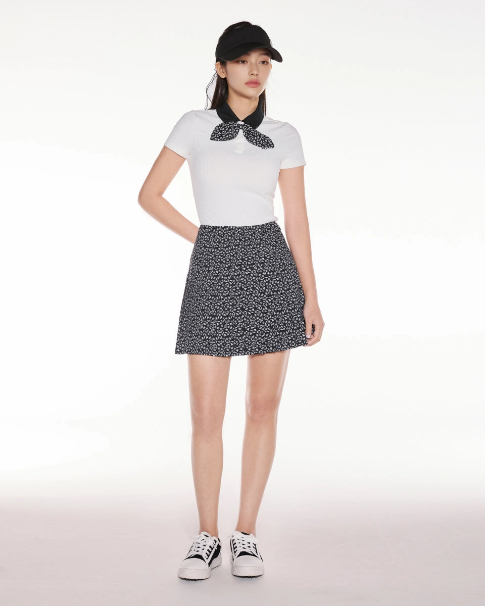 MoistureWicking Material Simple Dress Patterned ribbon detachable t-shirt - White