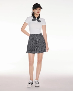 HighDurabilityWeave Patterned ribbon detachable t-shirt - White