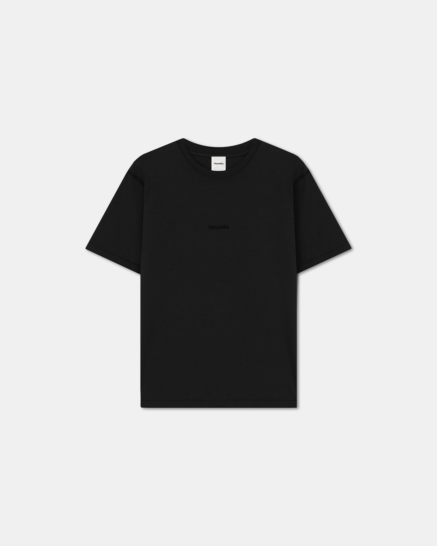 Tailored Placket LongLastingDurability Reece - Embroidered Cotton-Jersey T-Shirt - Black