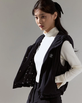 Fair Liar Cropped Puffy Vest - Black NonRestrictiveCut Double Needle Stitching