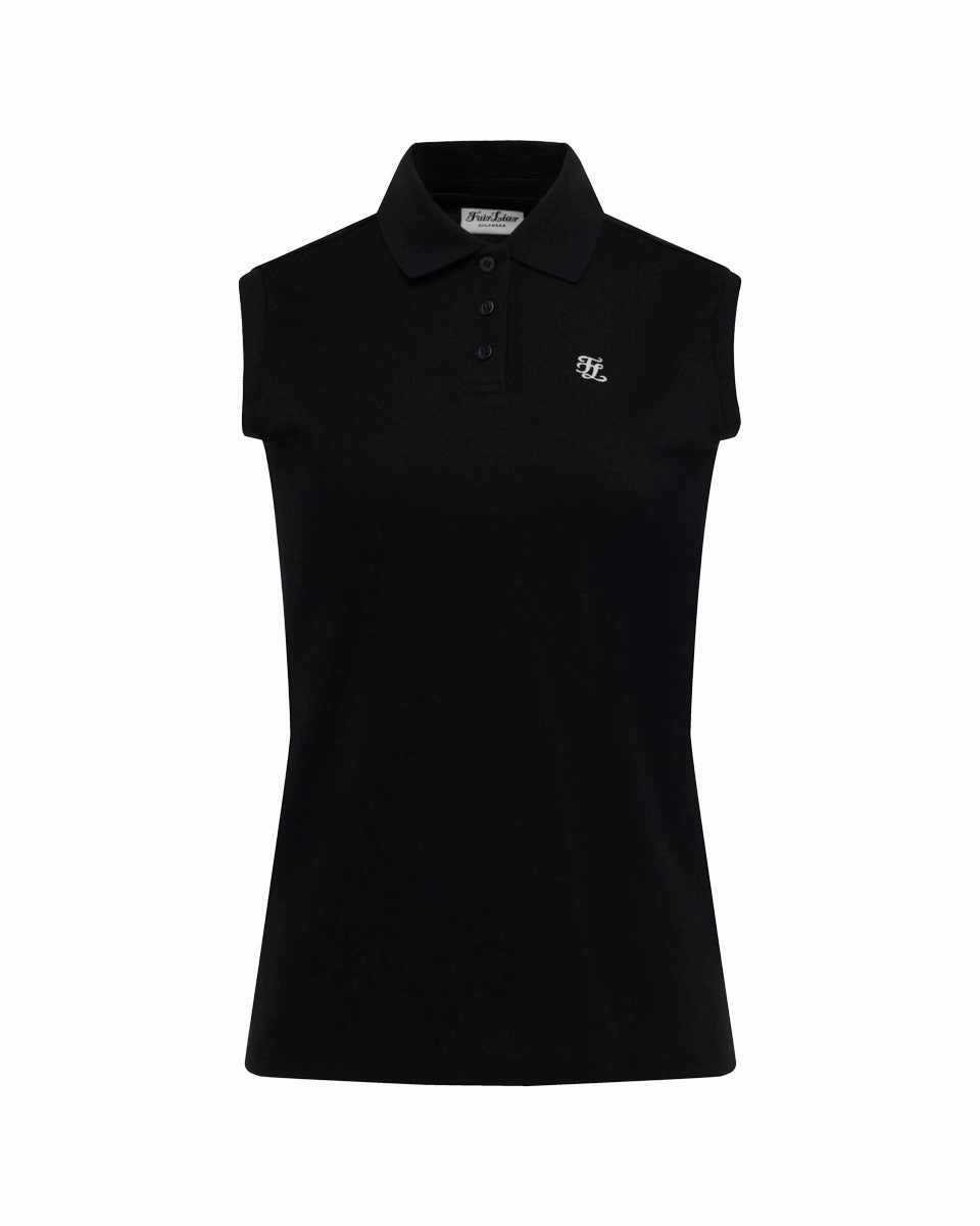 Wrinkle Resistant Weave OdorResistant Fair Liar loose fit polo sleeveless t-shirt - Black