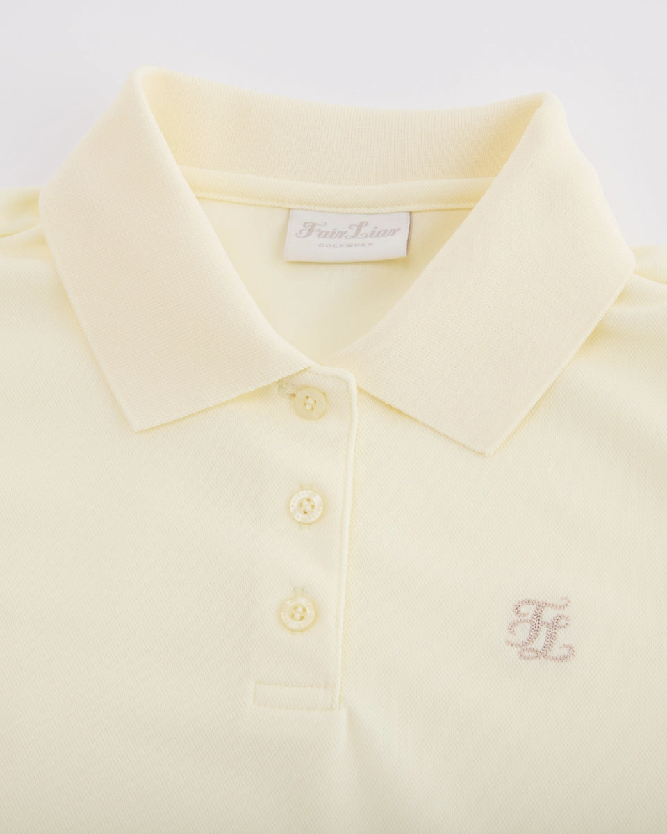 Double Layered Fabric summer look Fair Liar loose fit polo sleeveless t-shirt - Yellow