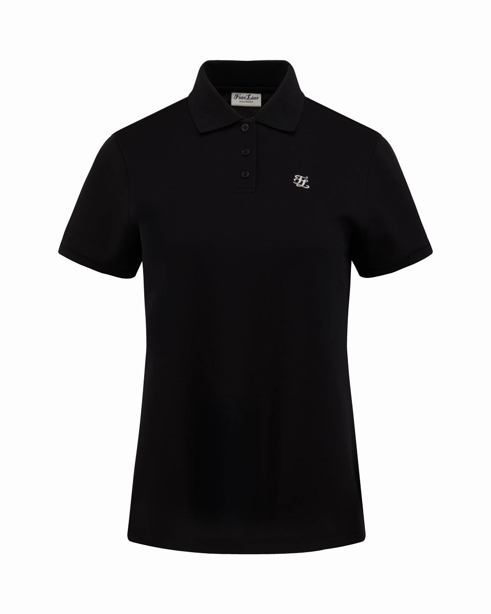 Rubberized grip AntiPilling Finish Fair Liar loose fit polo t-shirt - Black