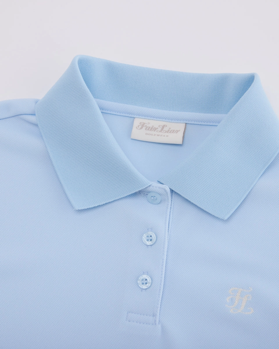 Durable Binding Foldable Cuff Design Fair Liar loose fit polo t-shirt - Light Blue
