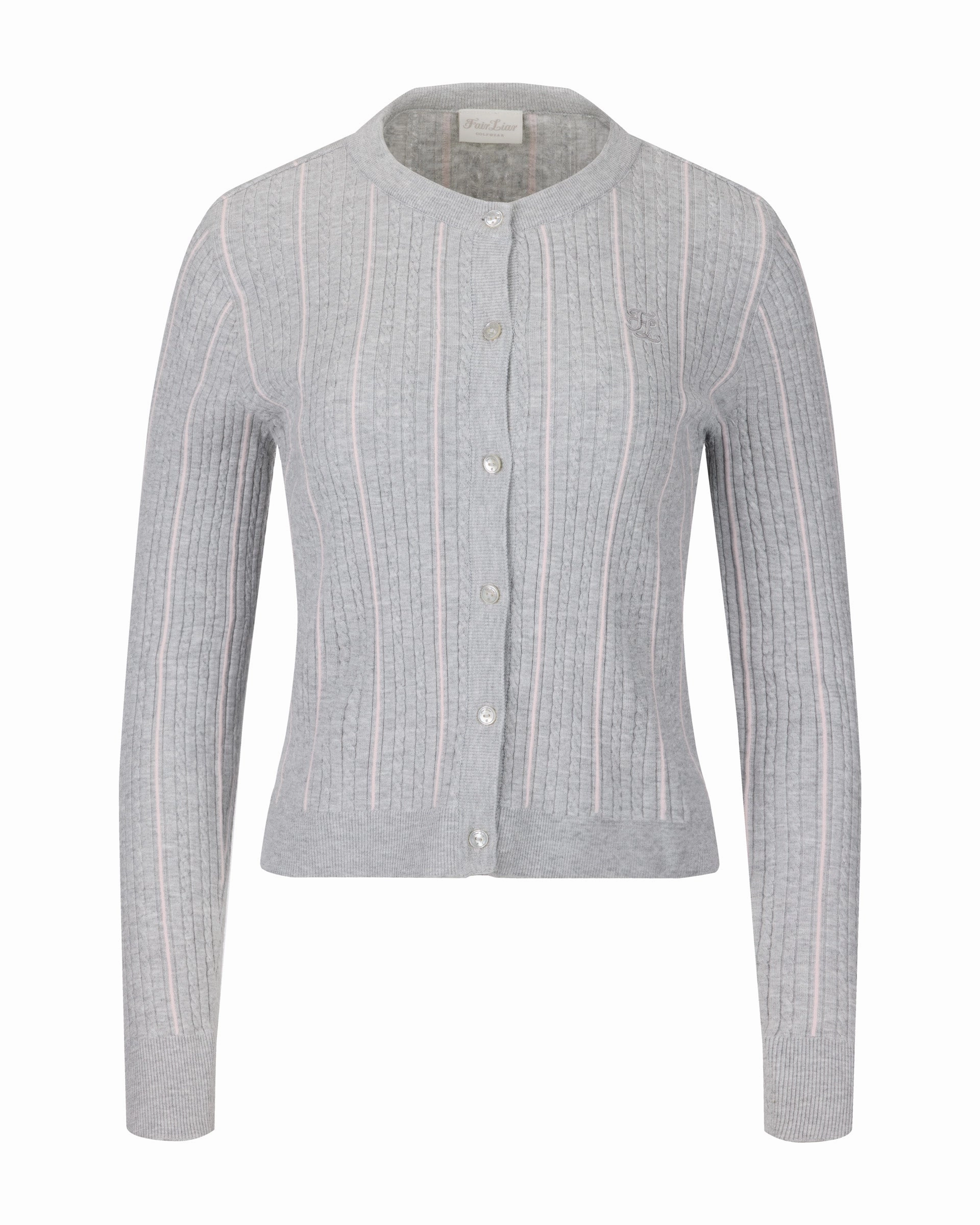 Elegant Cut Fair Liar Multi Color Cable cardigan - Grey