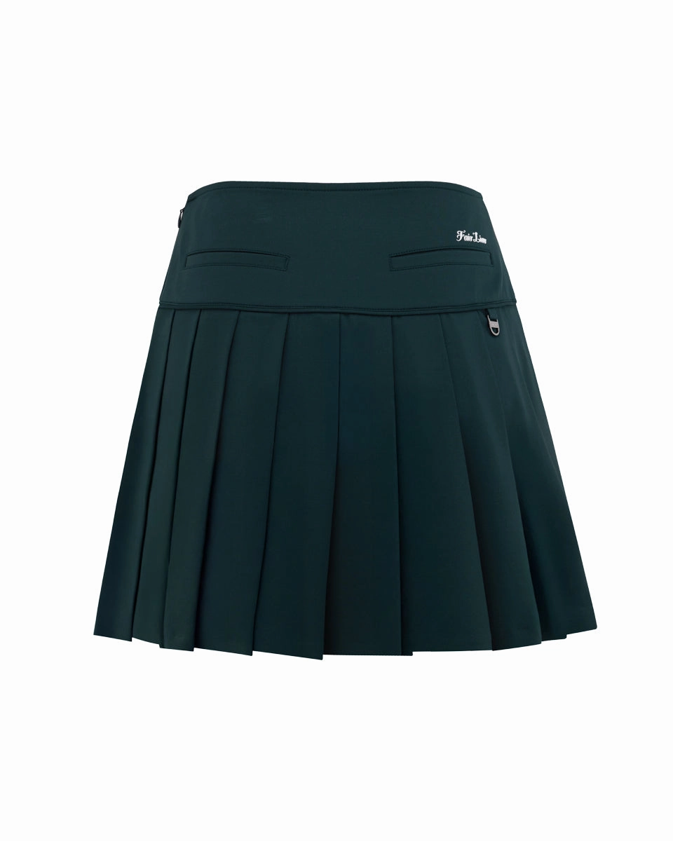 Statement Color Fair Liar Performance Pleated Skirt - Dark green
