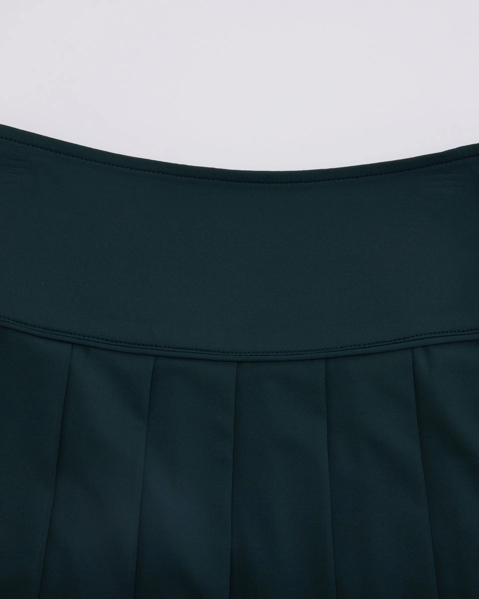 Elasticized Hem Fair Liar Performance Pleated Skirt - Dark green