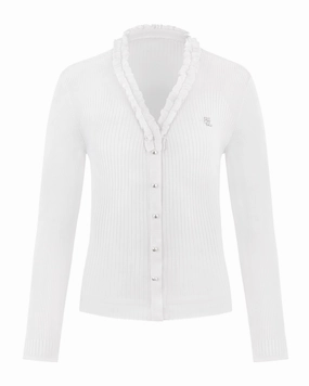 Fair Liar Rib Frill Cardigan - White VentilatedBackPanel