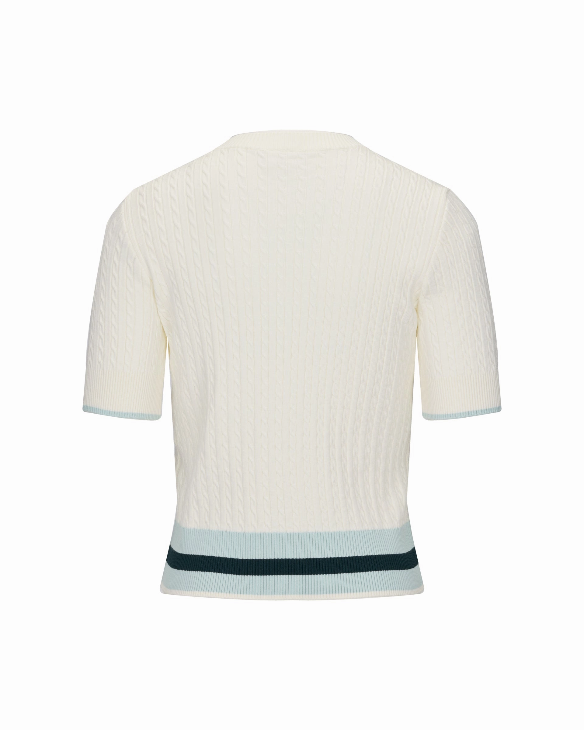 TexturedSurface Layered Collar Design Fair Liar Ribbon Cropped Short Sleeve Knit - Ivory