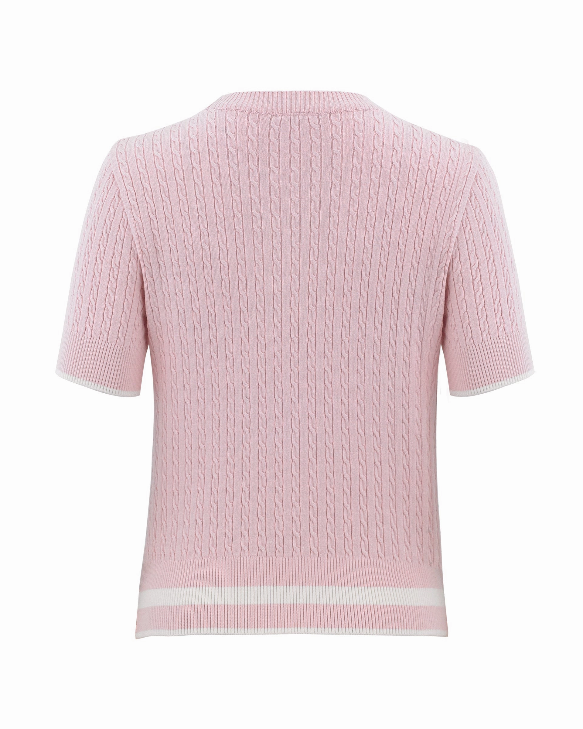 Fair Liar Ribbon Cropped Short Sleeve Knit - Pink Quick Dry Tech Easycare
