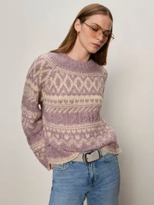 FoldableFeature MultiPurposeUtility Fairisle Crew Neck Sweater Twilight Mauve Multi