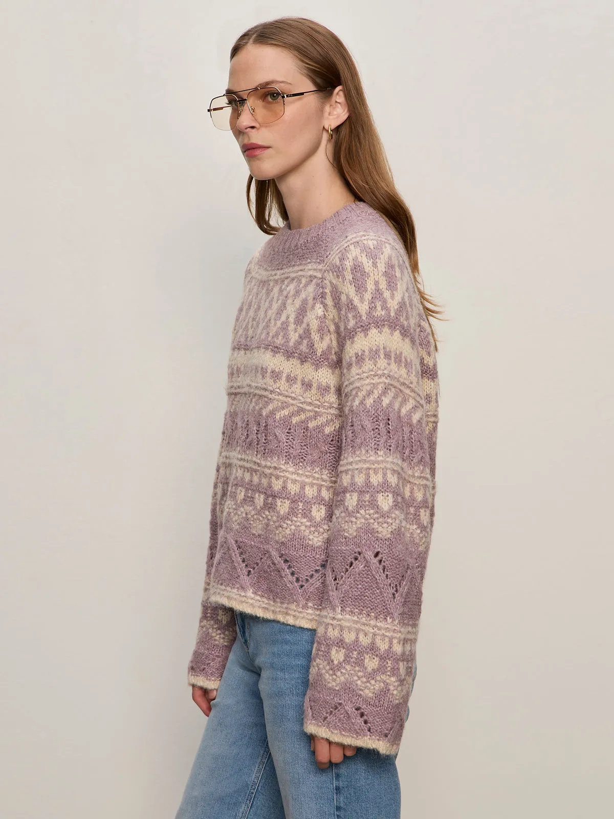 AntiStatic Treatment Fairisle Crew Neck Sweater Twilight Mauve Multi